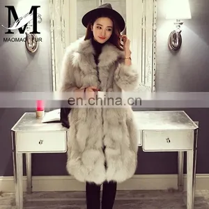 European Style Top Selling Real Fox Fur Products Cheap Women Knee Length Winter Coat thumbnail-2