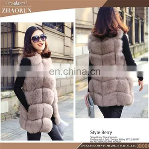 2016 Top Sell Real Whole Skin Fur Gilet Genuine Natural Fox Fur Vest Women thumbnail-4