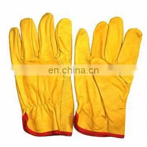 2009 Cow Split Leather Gloves/cow Crust Leather/Yellow Cowhide Suede Leather Gloves Working Gloves Ri-WG-61-Y thumbnail-1