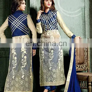 Blue Colored Banglori Silk Suit thumbnail-1