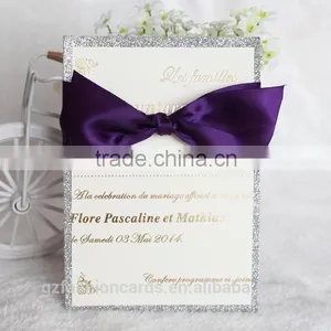Elegant Card Royal Purple Ribbon Silver Glitter Paper Wholesale thumbnail-1