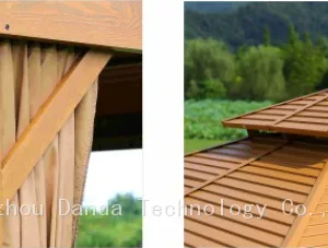 3*4m Wooden Looking Gazebo Sunshade Waterproof Outdoor Use With Curtain and Net thumbnail-4