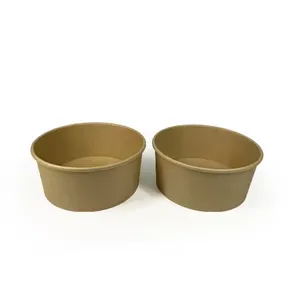 Chinese Factory Supply Logo Disposable Kraft Paper Bowl Large Capacity Paper Bowl Recyclable thumbnail-5