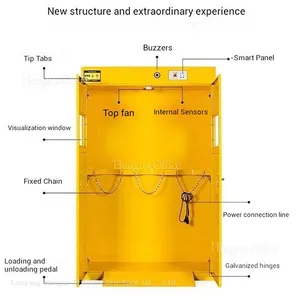 Three Bottle Gas Cylinder Cabinet-GCC719 With Fire-resistant Insulation & Adjustable Safety Chains for Material Testing Laboratory thumbnail-3
