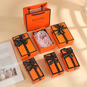 Orange Luxury Paper Packaging Gift Lid Box thumbnail-1