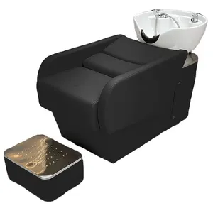 Professional Hair Washing Bed With Bowl – 100% Aluminum Alloy Construction, 360° Swivel Base, Pneumatic Lift for Easy Positioning thumbnail-1