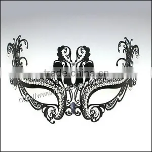 New Design Mardi Gras Party Schwarze Farbe Kristall Maske Elegante Metall Laser Charmante Prinzessin Maske thumbnail-1