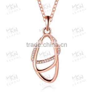 Stylish Unique Geometric Oval Necklace Rose Gold Plated thumbnail-2