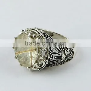 Heart Of Rose Golden Rutile Ring, Gemstone Silver Jewelry, Handmade Silver Jewelry thumbnail-1