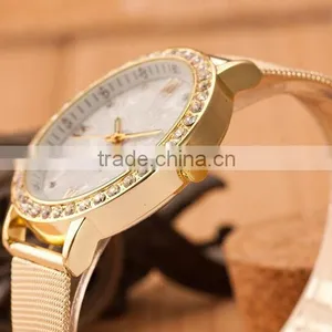 Net Belt New Design Woman's Quartz Watch Fashion Gold Rhinestone Woman Watches Stainless Steel High Quality Women's Watch SB1206 thumbnail-4