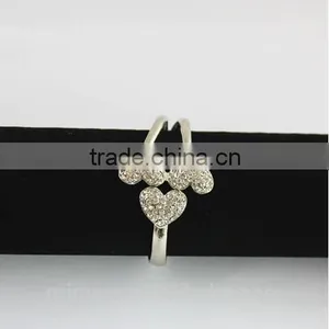 Hot Women Silver Tone 2 Heart Crystal Cuff Bracelet Bangle Fashion Jewelry Gift thumbnail-6