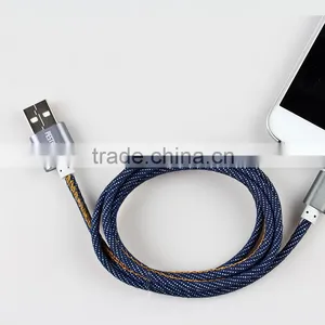 2016 Newest Denim Fabric Micro USB Cable Jean Metal Plug Data Charging Cable for IPhone 6 6S Plus 5 5s Android Type C thumbnail-5