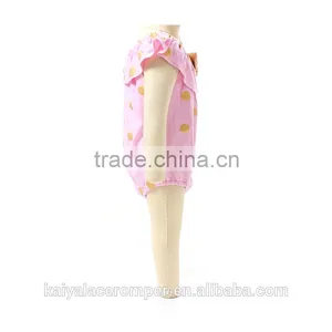 Wholesale Baby Clothes Pink Gold Polka Dot Baby Romper With Gold Bow thumbnail-2