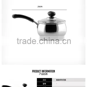 Price of 304 Stainless Steel Round Milk Boiling Saucepan With Glass Lid thumbnail-4