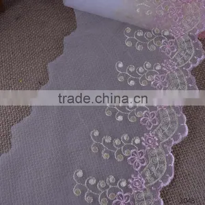 White Flower Design Decorative Embroidery Lace Trim Wholesale for Wedding Dress thumbnail-1