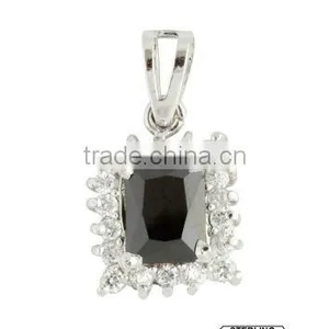 Rectangular Shaped Black Onyx Pendant in Sterling Silver thumbnail-1