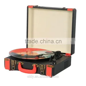 Two Color Red /Black Suitcase Record Turntable ,portable Vinyl Turntable Player With Custom Design Color or Art thumbnail-1