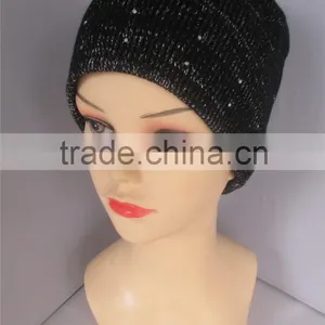 Crystal Decoration Soft Acrylic Custom Design cc Beanie Wholesale thumbnail-3