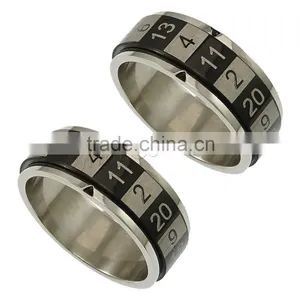 Number Pattern Two Tone Stainless Steel Finger Ring thumbnail-1