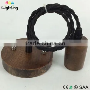 E27 & E26 Energy Saving Wood Pendant Hanging Lamp Cord thumbnail-3