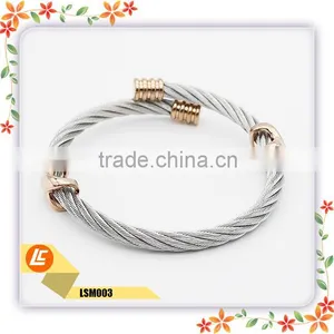 Fashion Jewelry Men Stainless Steel Twisted Wire Charm Bracelet thumbnail-4