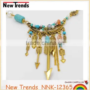Wholesale Women Costume Jewelry Ethnic Feather Pendant Necklace thumbnail-2