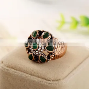 Wholesale Statement Ruby Jewelry Metal Antique Rhinestion Gemstone Rings thumbnail-3