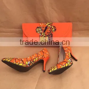 2015 Ankara Fabric Shoes and Bags/wax Shoes and Bags /Ankara Print High Heels Shoes Quality Choice Most Popular thumbnail-5