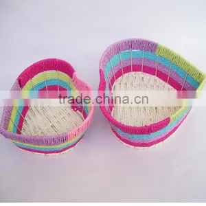 Beautiful Heart Shape Rafi Braidedstraw Decoration Storage Basket thumbnail-1