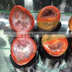 Natural Red Chinese Zhanguo Agate Geode Cornucopia Crystal Ornaments thumbnail-1