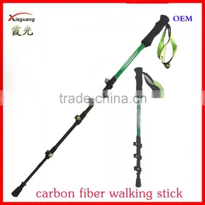 Popular Green Four Sections Carbon Fiber Telescopic Trekking Pole Nordic Walkinghiking Hiking Stick thumbnail-1