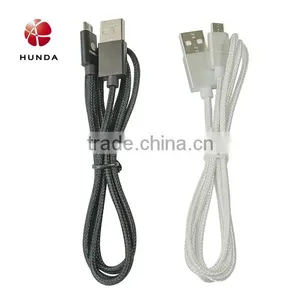 Black White Micro Nylon Braided Durable Data Transfer Charging Micro USB Cable for Android Mobile Phone thumbnail-1