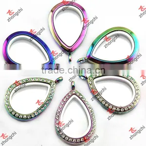 Silver Heart Key Glass Locket Pendant Necklace Wholesale thumbnail-5