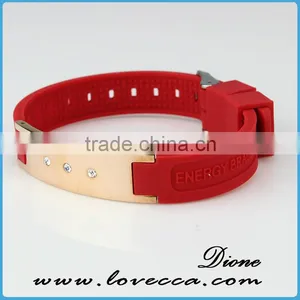 Good Price Blue Personalized Silicone Bracelets 4 in 1 Bio Magnetic Band thumbnail-5