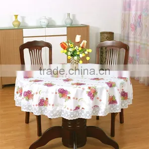 2016 Newest Flower Printed Pattern Pvc/peva Vinyl Tablecloth/cover With Waved/lace Edge thumbnail-1