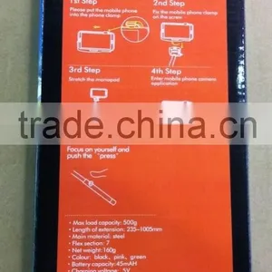 Wireless Extendable Self-portrait Handheld Monopod Selfie Stick With Bluetooth Shutter Button thumbnail-4