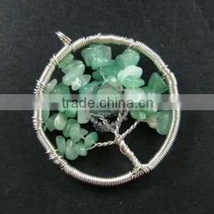 50mm Round Handmade Wiring Tree in Random Green Jade Jasper Stone Pendant Charm DIY Supplies 1820242 thumbnail-1