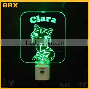 Custom Personalized Kitty Cat LED Night Light, Kitten, Animal, Girl, Lamp Maker thumbnail-3