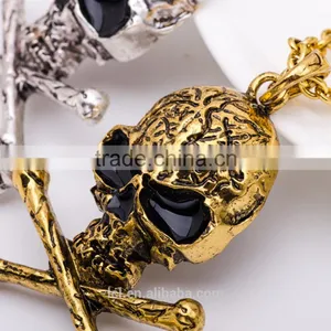 Hiphop Imitation Jewelry Halloween Necklace Punk Skull Pendant With Bone Statment Necklace Sweater Chain Yiwu Factory thumbnail-1