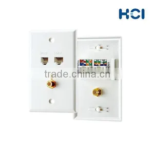 US Type 4 Port Video Voice and RJ45 Cat5e Data Faceplate thumbnail-6