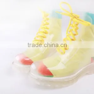 Candy Colors Women PVC Rain Boots Cheap Ankle PVC Rain Shoes thumbnail-3