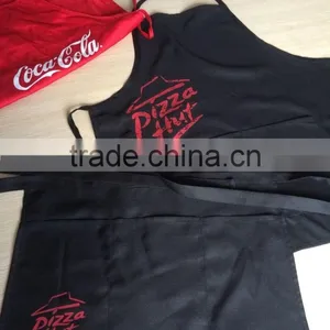 Coffee Shop Wholesale Bar Waiter Black Pizza Hut Apron With Silk Printing Logo thumbnail-1