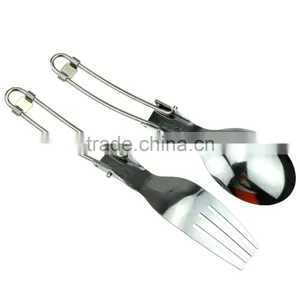 Hot Sale High Quality Stainless Steel Foldable Spoon Fork Set for Outdoor Camping Hiking Picnic thumbnail-5