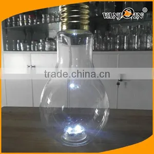 2017 Creative Light Bulb Plastic Beverage Tea Fruit Juice Drink Bottle Cup Plant Flower Vase thumbnail-2