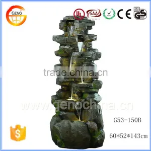 Moss Color Stone Rocky Water Fountain Resin Crafts for Garden Decoration thumbnail-1