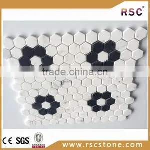 White Hexagon Marble Mosaic Tile thumbnail-1
