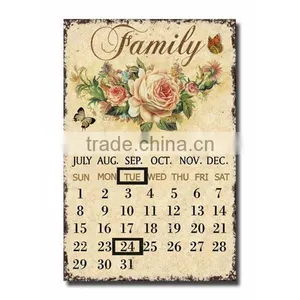 Floral Design Meal Plate Metal Wall Plaque Metal Calendar thumbnail-1