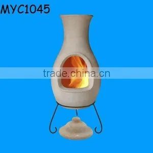 Custom Made Clay Chiminea With Rain Lid thumbnail-1
