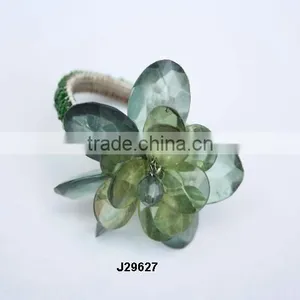 Green Flower Style Napkin Ring in Glass Beads Can be in Any Colour thumbnail-1