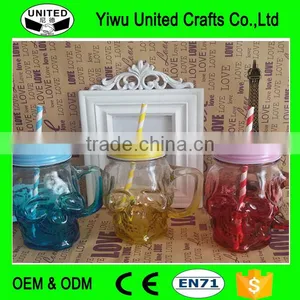 Handle Cock Glass Rooster Cup With Metal Lid, Drinking Glass Bottle With Handle thumbnail-4